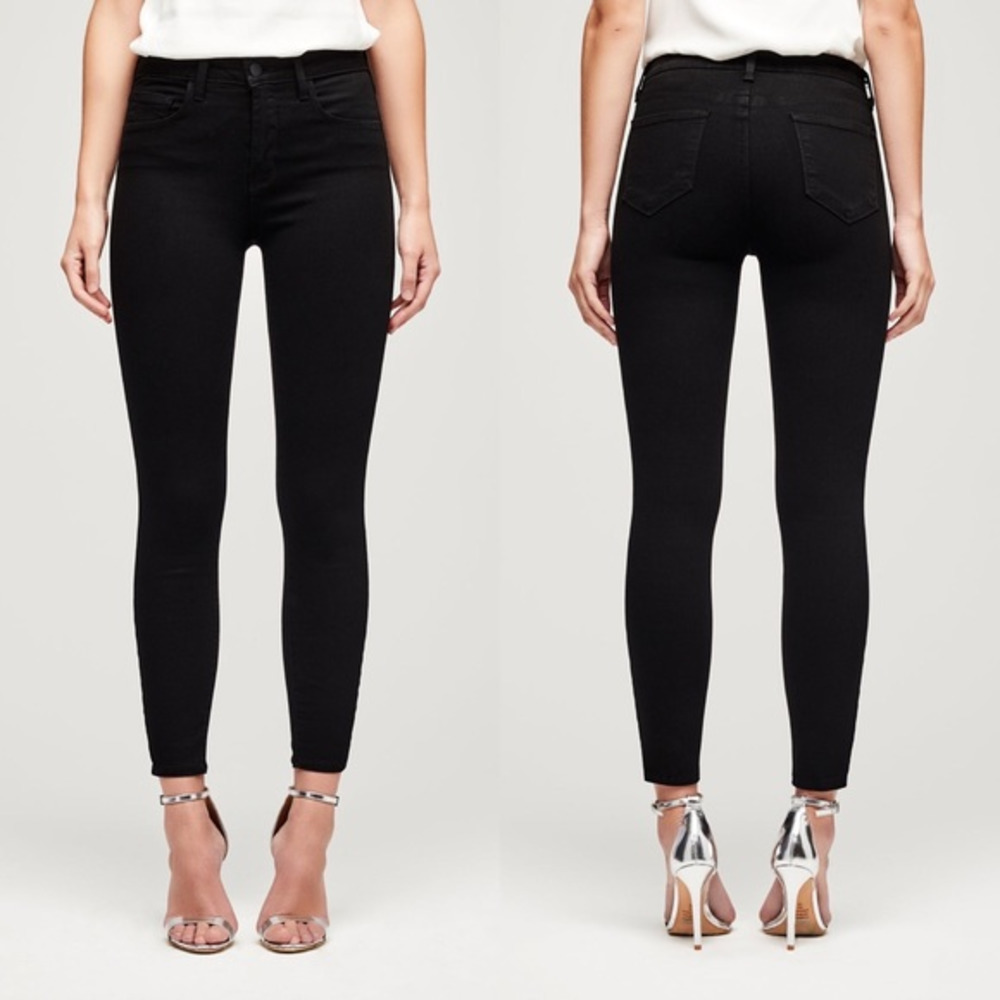 L'Agence Margot Velvet Mid-Rise ‎ Skinny Jean in Black Women Size 29